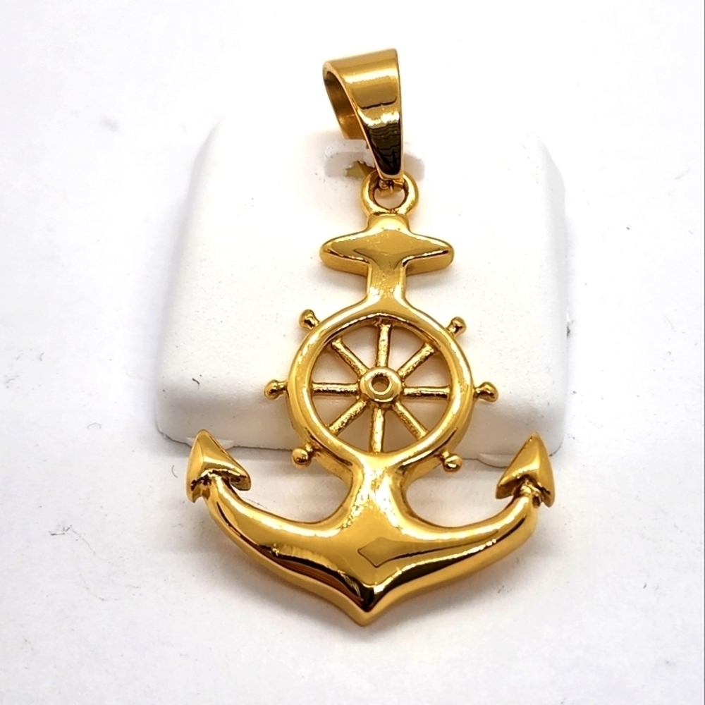 Stainless Steel Gold Tone Anchor With Wheel